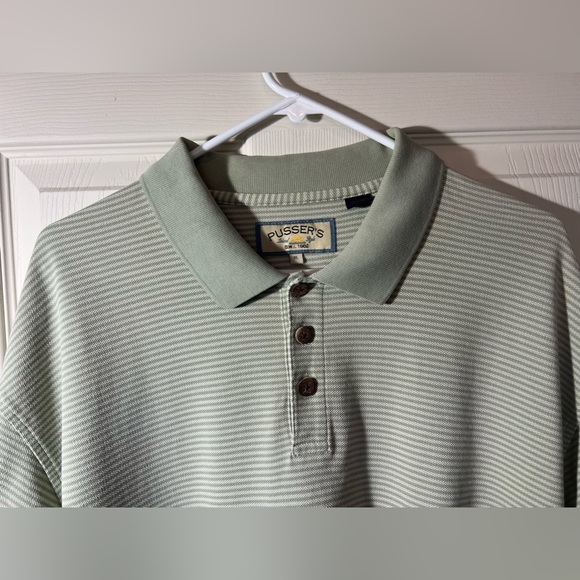 Pusser’s Island Style Green Striped Polo Golf Business Casual Shirt sz XL - Picture 2 of 10